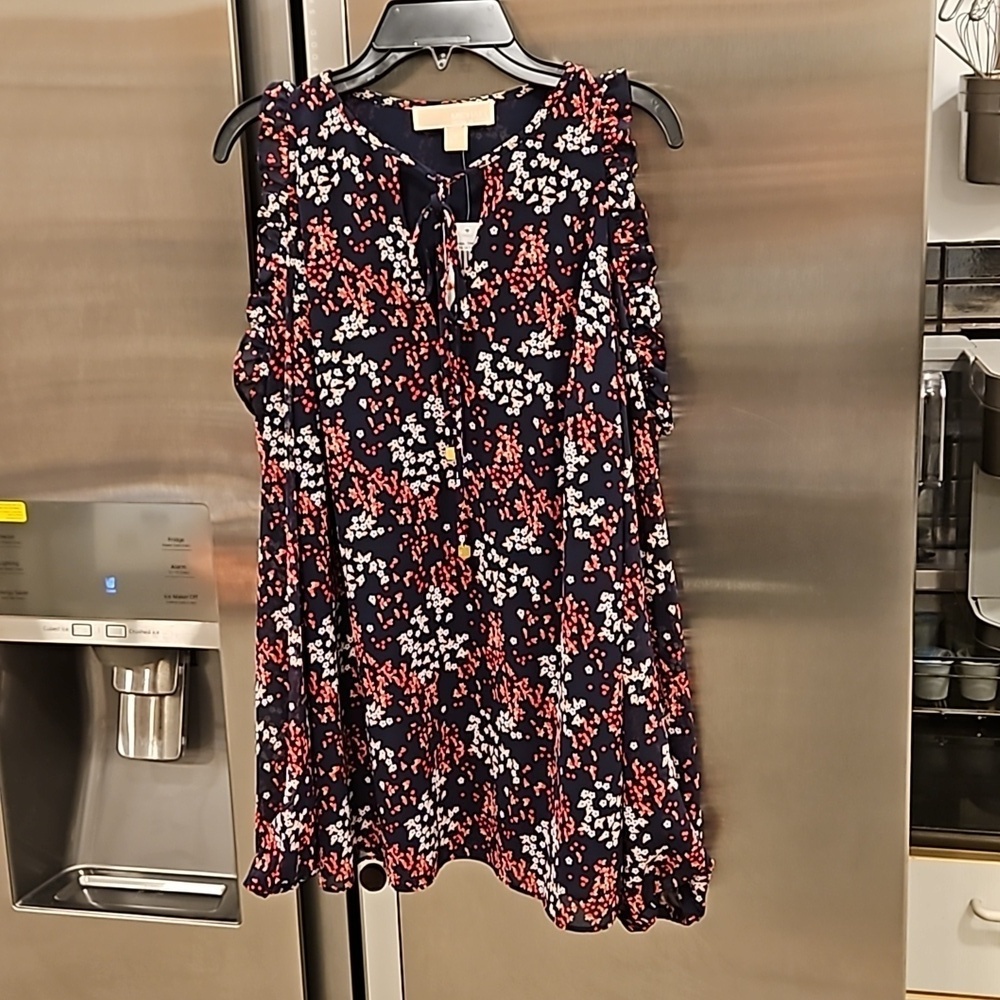 💕MICHAEL by MICHAEL KORS💕 Cold Shoulder Blouse ~ Micro Floral Print Small NWT